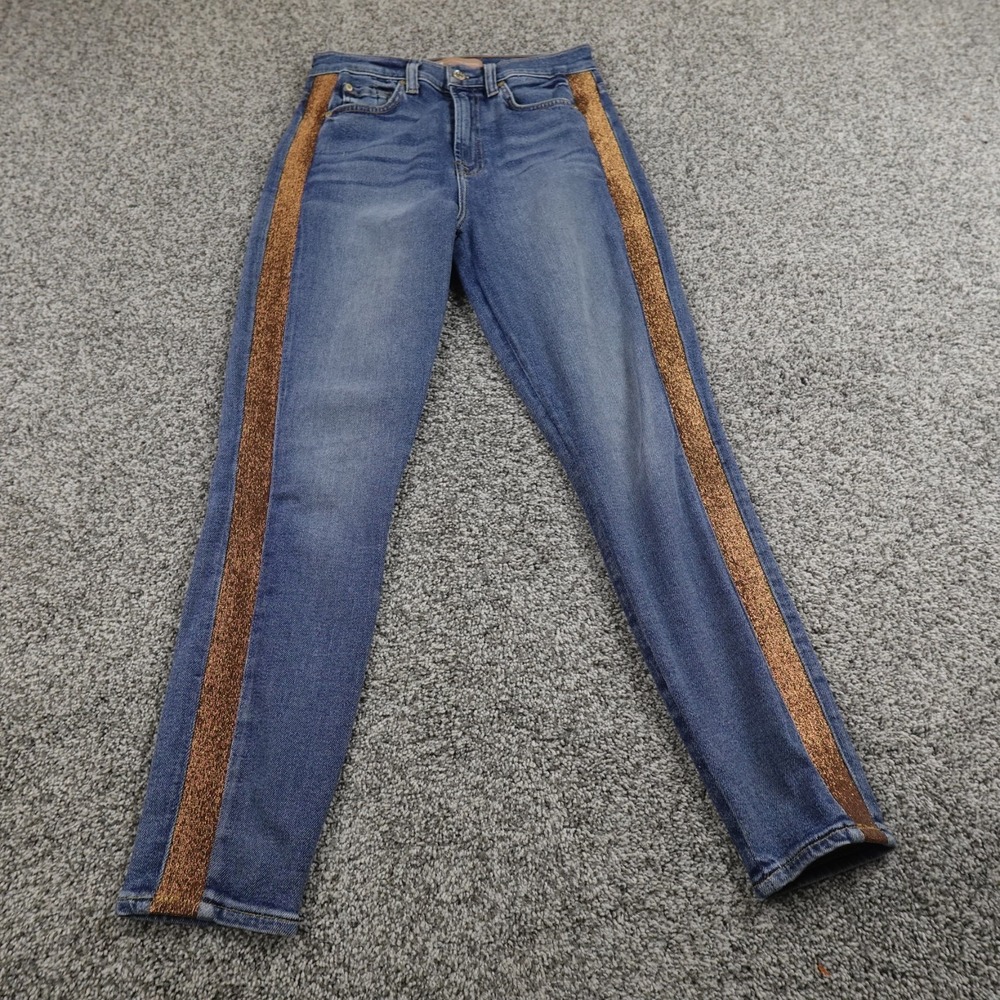 7 For All Mankind Jeans Womens 26 Blue Denim High Rise Waist Skinny Stretch Flex